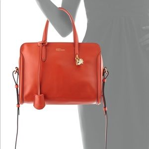 New Alexander McQueen Skull Padlock Satchel Orange